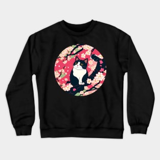 Cherry Blossom Kawaii Cat Sakura Japanese - Funny Cats Crewneck Sweatshirt